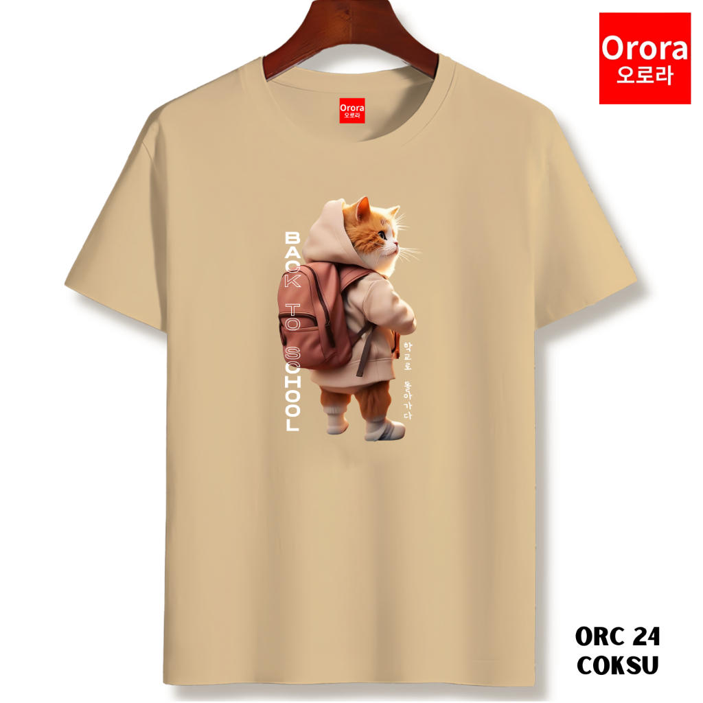 Orora Kaos Distro Premium Cute Cat - Baju Atasan Sablon Pria Wanita Ukuran S M L XL XXL XXXL keren Original ORC 24