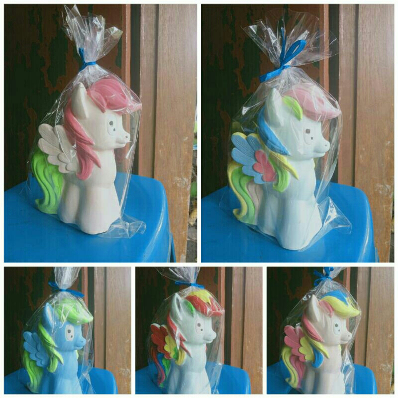 Celengan Berkarakter Kudaponi/Celengan motif/Celengan Anak/Celengan Gypsum/Patung 3D Lukis