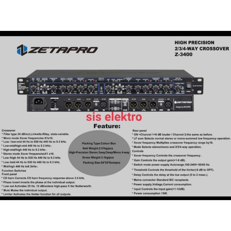 Crossover Zetapro Z3400 2/3/4 way Z-3400