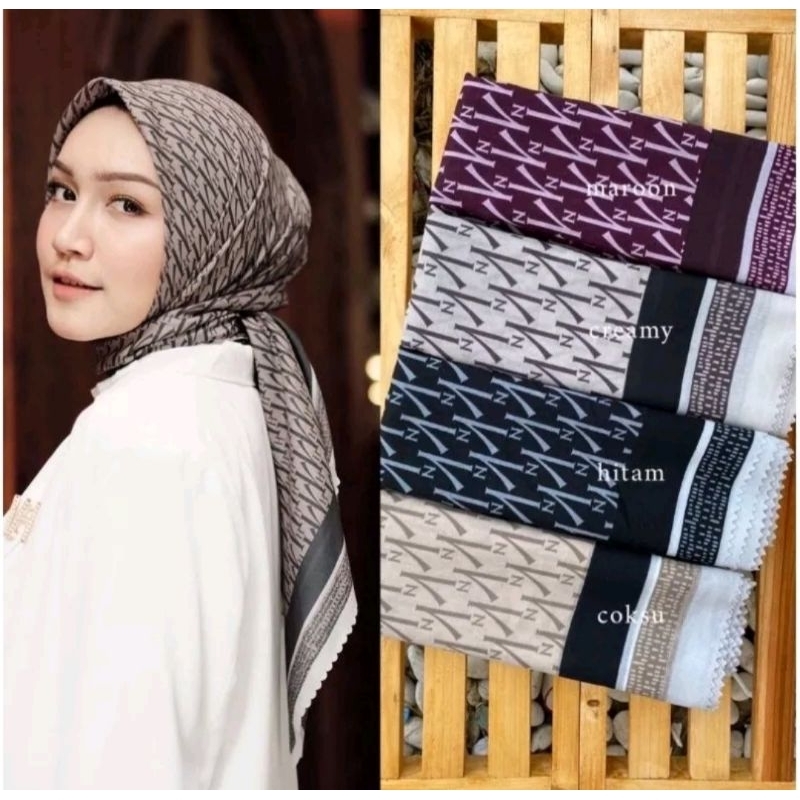 Hijab Jilbab Segi Empat Voal Motif Terbaru / Voal Motif Vanila Hijab / Voal Motif Premium