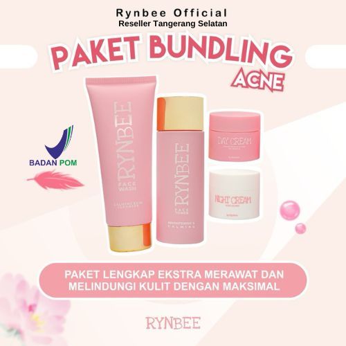 [READY] PAKET HEMAT ACNE 4IN1 (facial wash, day cream, acne  night cream, Toner) By Rynbee
