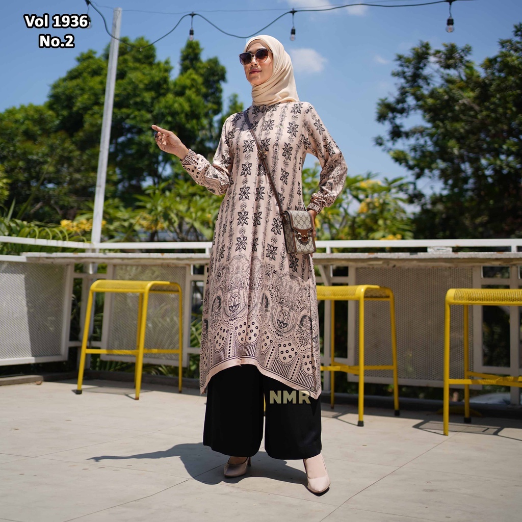 NMR by Namira setelan stelan tunik kulot motif etnik katun premium