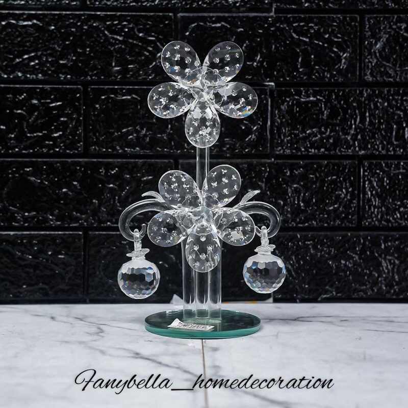 Pajangan Kristal Kaca Mewah Bunga Mawar buah Import Dekorasi Rumah FANYBELLA