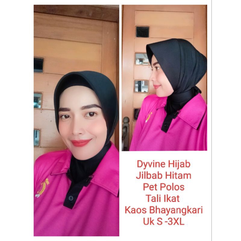 jilbab hitam pet polos _jilbab olahraga bhayangkari pet polos