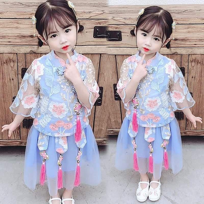 Setelan Cheongsam anak perempuan/ Setelan Imlek anak xiaomei Import