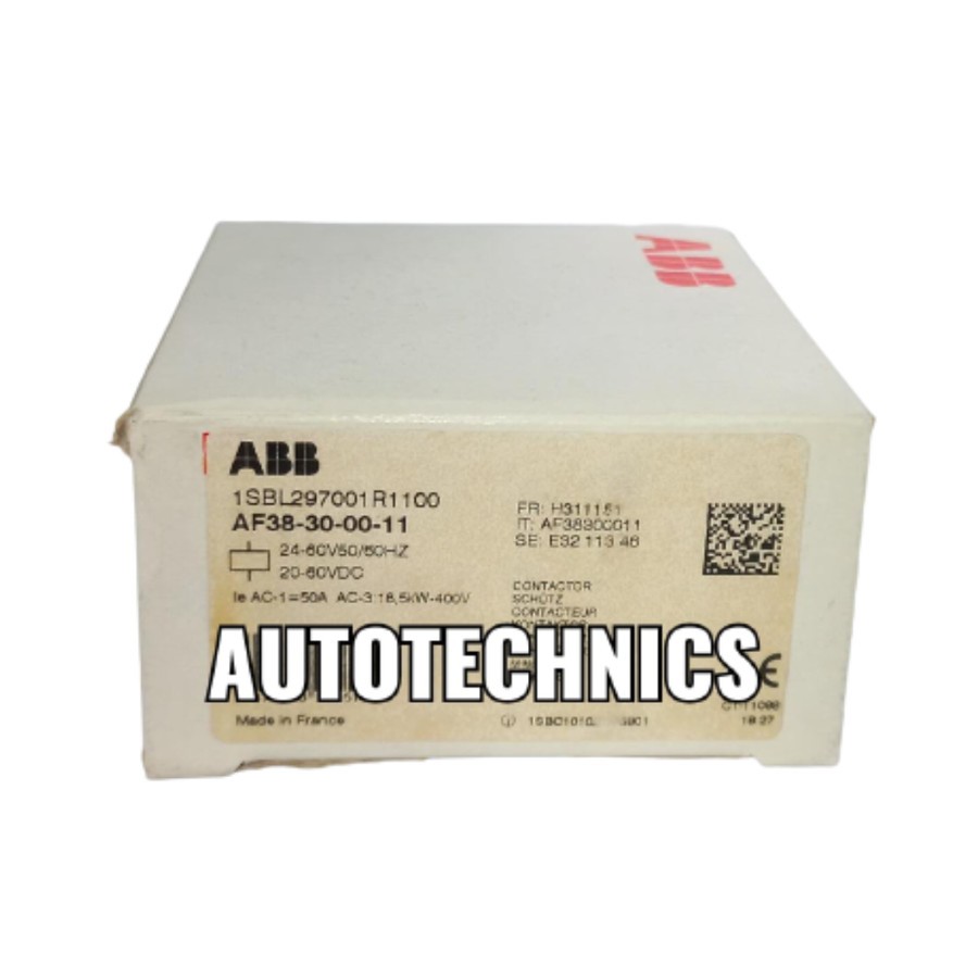 ABB AF38-30-00-11 CONTACTOR 3P 38A Coil 24-60V 1SBL297001R1100