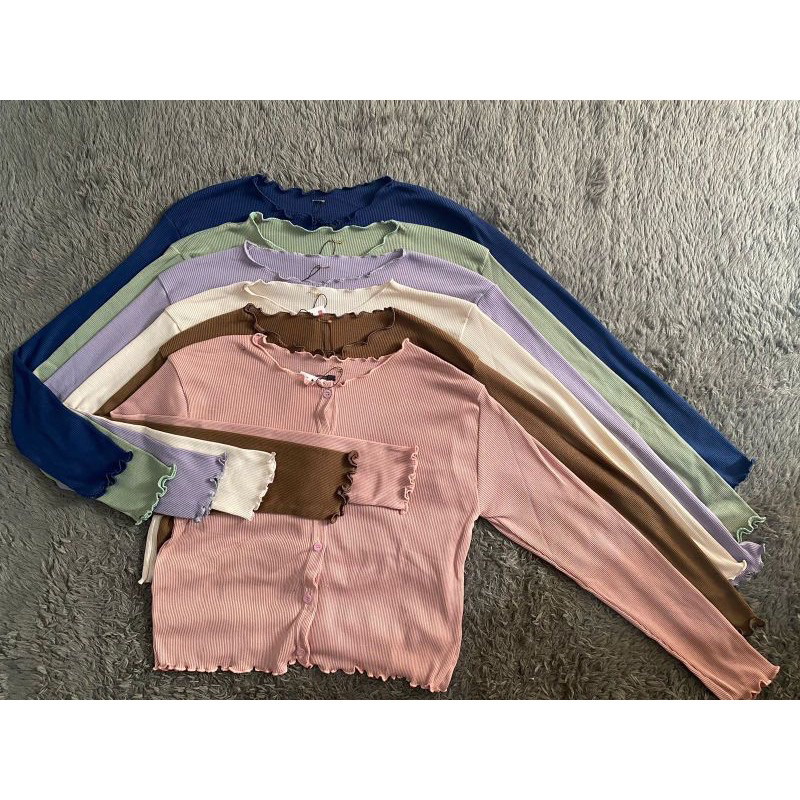 CARDIGAN RAJUT RIB KNIT KOREAN / CROP CARDIGAN RIB PREMIUM { GROSIR TERMURAH }