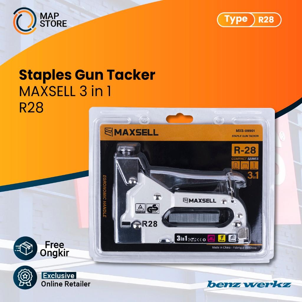 

Staples Gun Tacker MAXSELL 3 in 1 / Staple Jok Tembak R28 Hekter 3 Way