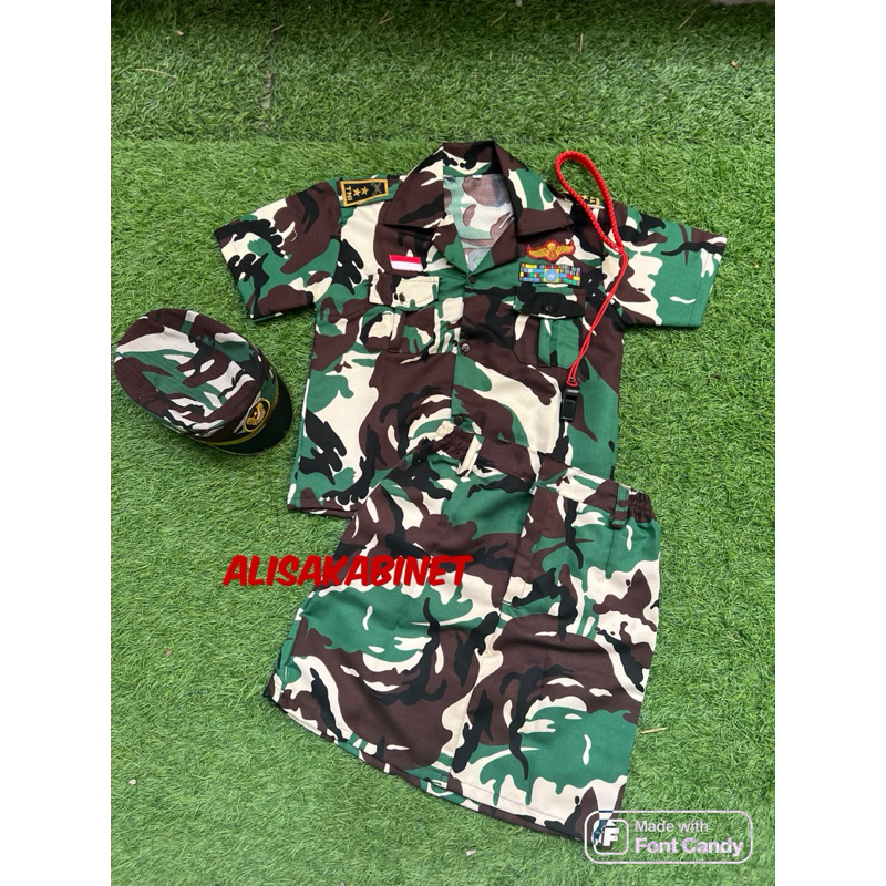 Setelan Baju Profesi Karnaval Anak Cewek Loreng PDL TNI