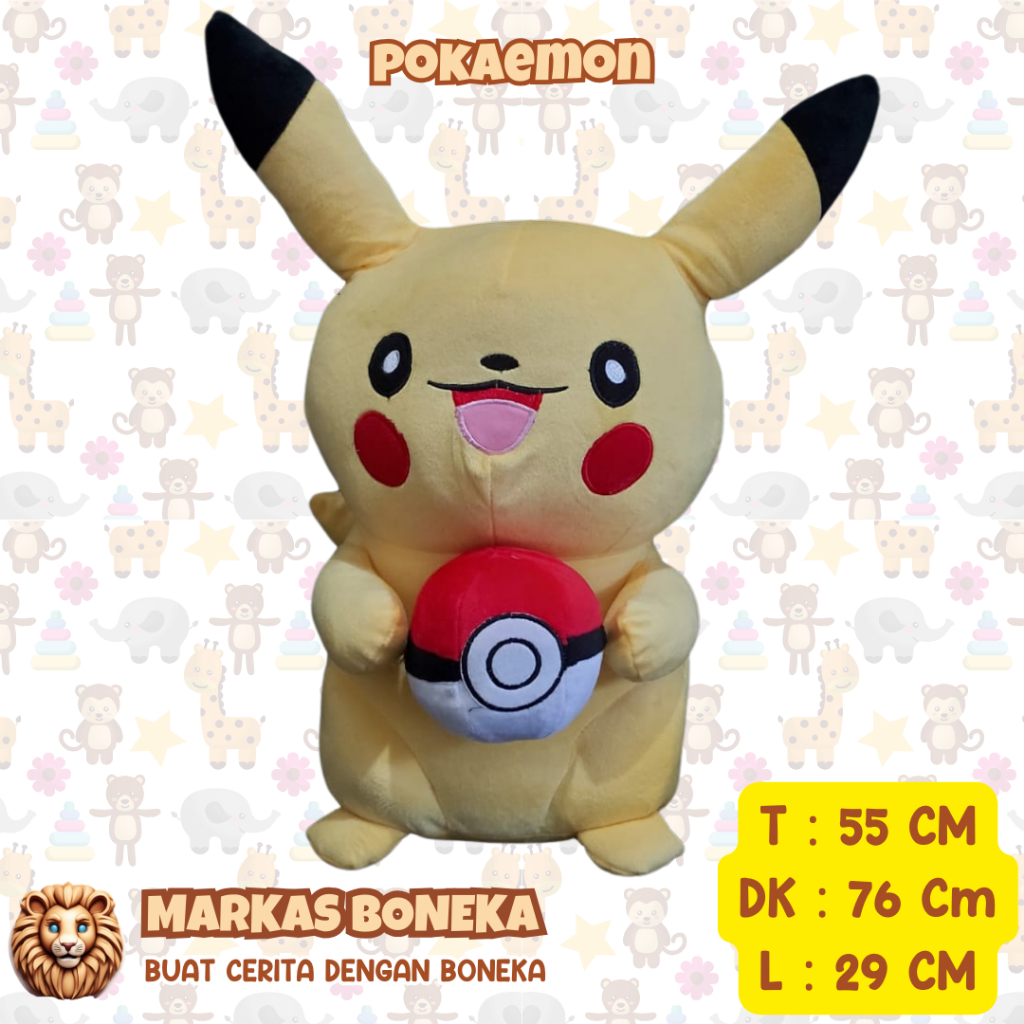 Boneka Pikachu/Boneka Pokemon/Boneka Karakter/Boneka Kartun/Pikachu Ball/Pokemon Ball