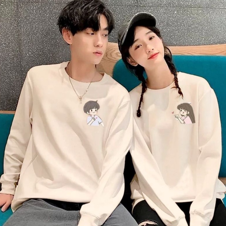 modelTipe WPH053 COD kaos lengan panjang pasangan couple wanita pria/Baju kaos couple pasangan lenga