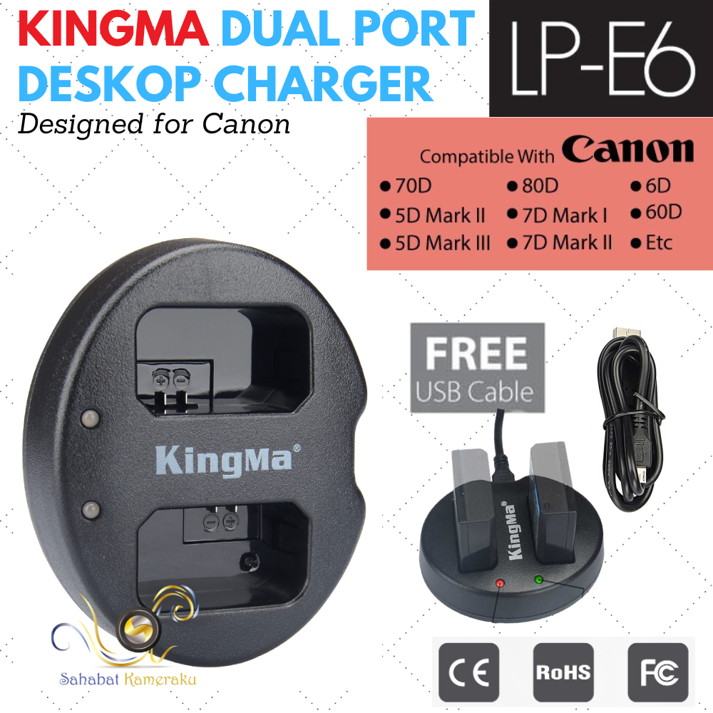Original Kingma LP-E6 Charger Canon 5D2 5D3 70D 60D 6D 7D 7D2