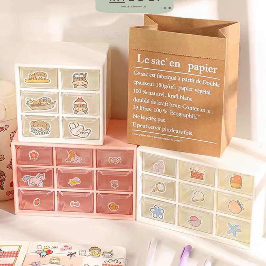 modelTipe KBG117 [MILOLI] 9 Drawers 6 Drawers Storage Box Mini Drawer Desktop INS Aesthetic Desk - F