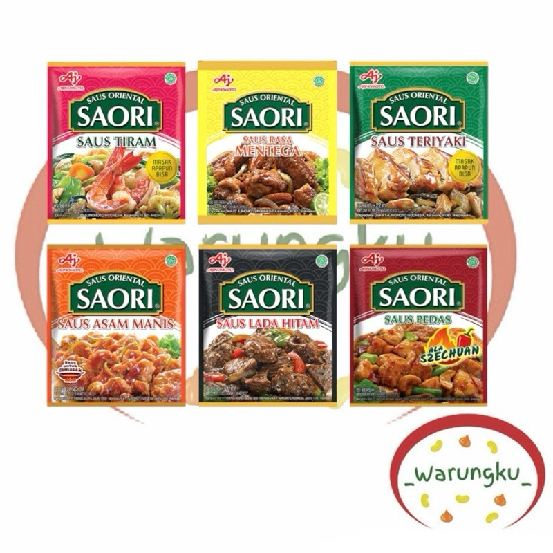 

Saori SACHET 22ml Saos Teriyaki Saos Tiram Mentega Asam Manis Lada Hitam