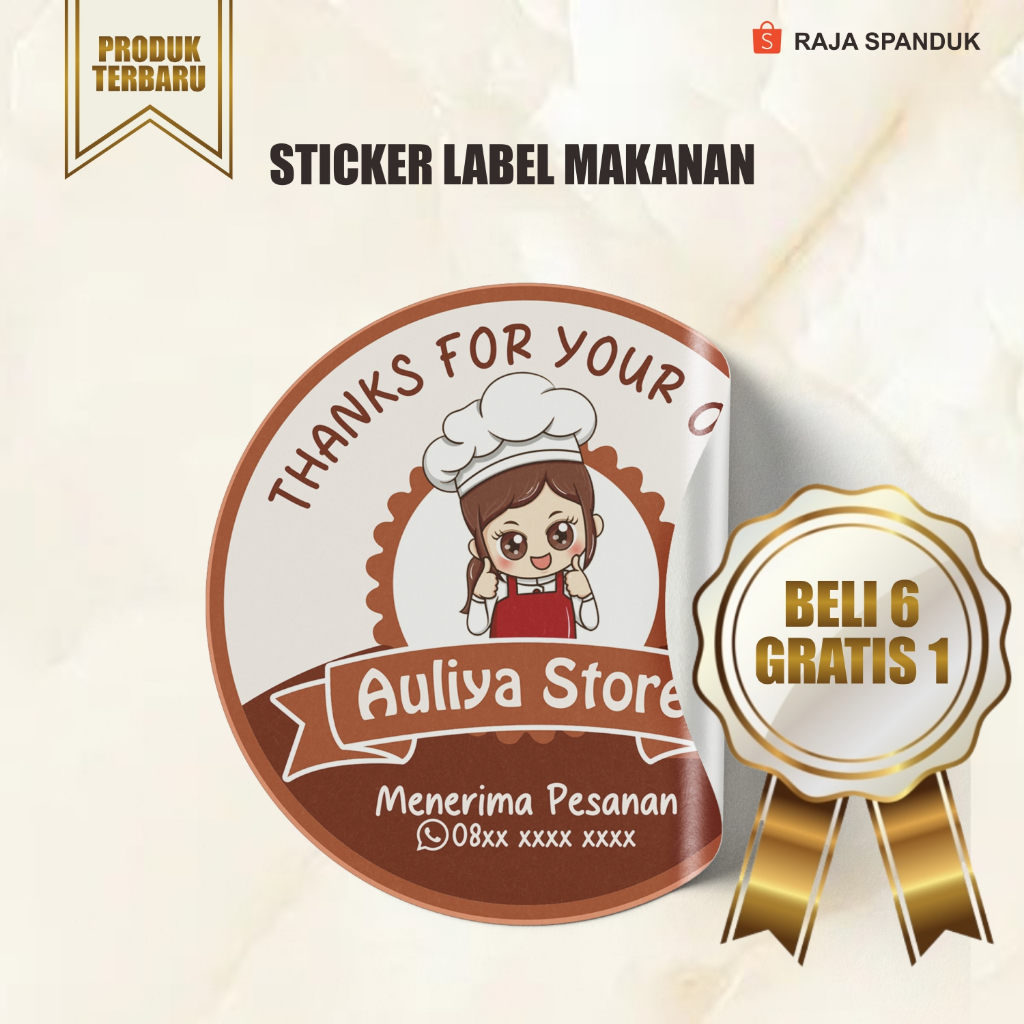

Label Stiker Makanan Selamat Menikmati / Sticker Custom / Cetak Sticker Chromo A3 - Design Chef 4