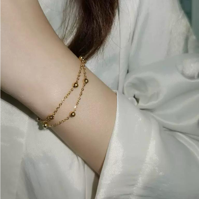 Gelang Tangan Wanita Jedar 2 Layer Titanium