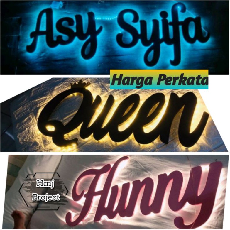 Terkini HURUF TIMBUL NYALA / HURUF NYALA / HURUF LAMPU / PLANG USAHA / NAMA TOKO / BANNER / NAMA CAF