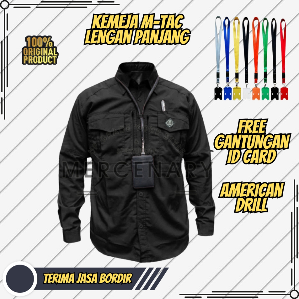 Kemeja Tactical M-TAC Gratis Gantungan ID Card | Seragam Reskrim BUMN Kantor Lapangan Bahan Drill