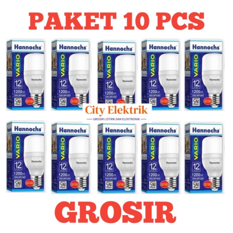 Hannochs Vario 12 Watt ( Paket 10 pc ) Lampu Bohlam Hannochs Vario LED 12 Watt ( Paket 10 Unit )