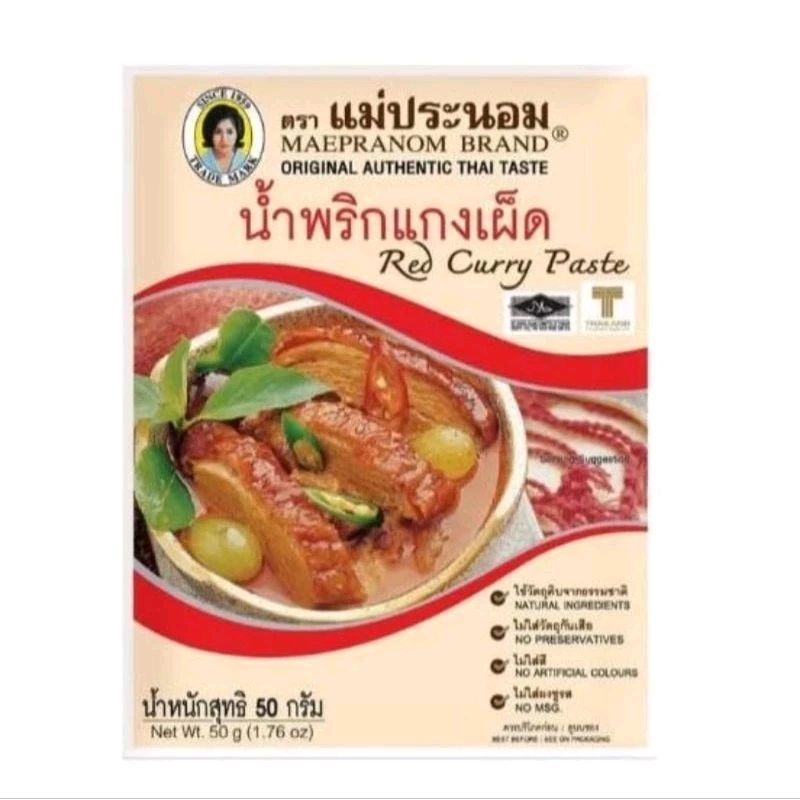 

Mae Pranom Red Curry Paste Sachet 50gr / Bumbu Instan Kari Thailand Merah