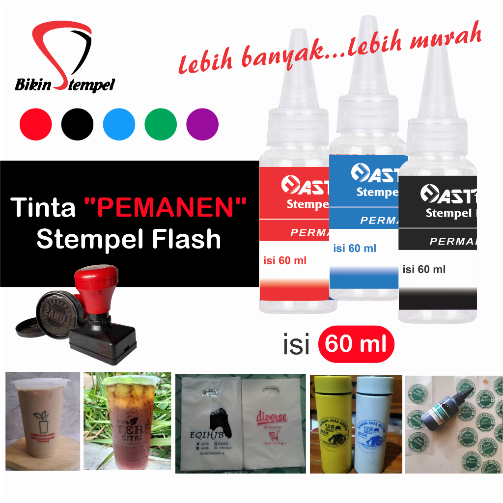 Tinta Stempel Flash Permanen I Tinta Stempel Plastik Cup Gelas I Tinta sterofoam