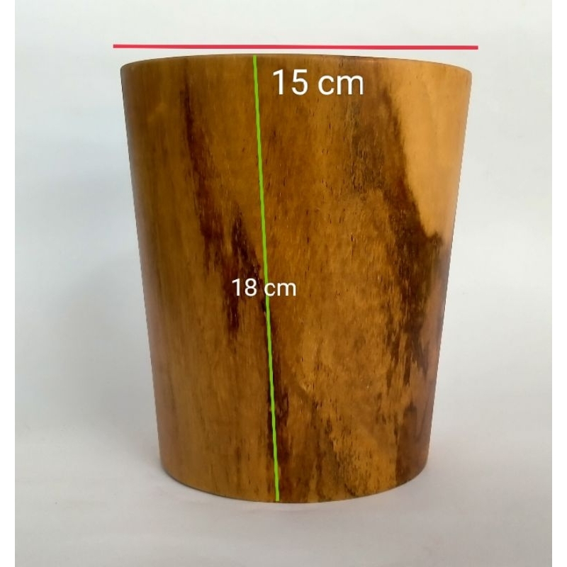 Vas bunga Gelas pot jumbo kayu jati diameter 15 cm tinggi 18 cm