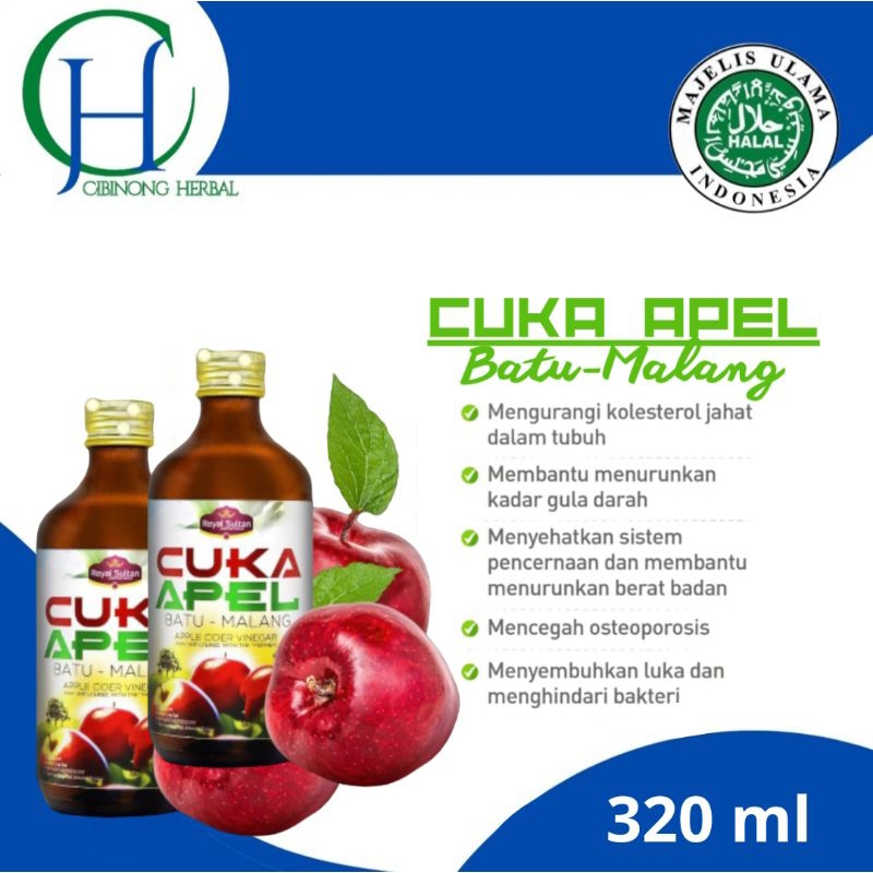 

Cuka Apel Natural Apple Cider Vinegar Royal Sultan batu malang 320 ml