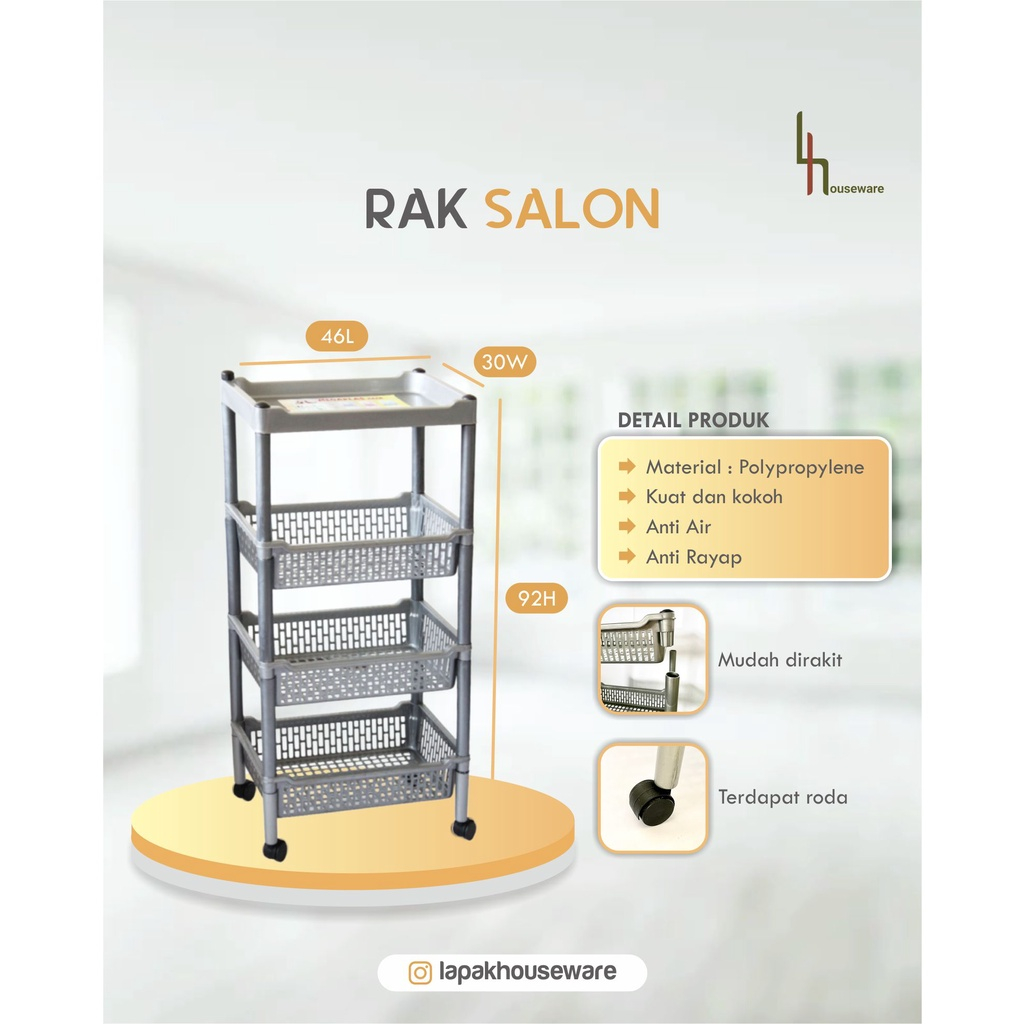 Rak Salon 4 Susun / Rak Serbaguna 4 Susun / Rak Salon Roda