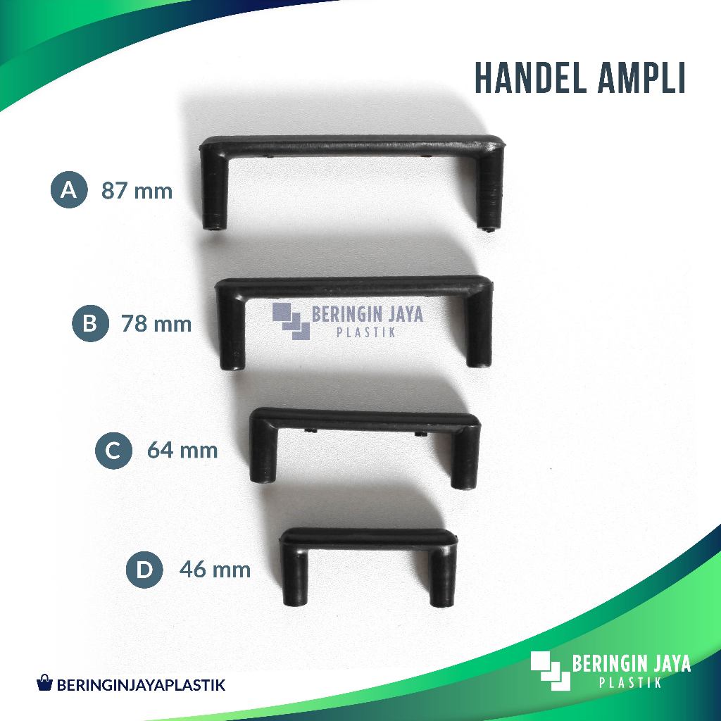 Handle Ampli 87 mm, 78 mm, 64 mm, 46 mm / Handel Box Boks Amplifier Power Mixer/ Pegangan Gagang Plat Tarikan Plastik Hitam Kokoh