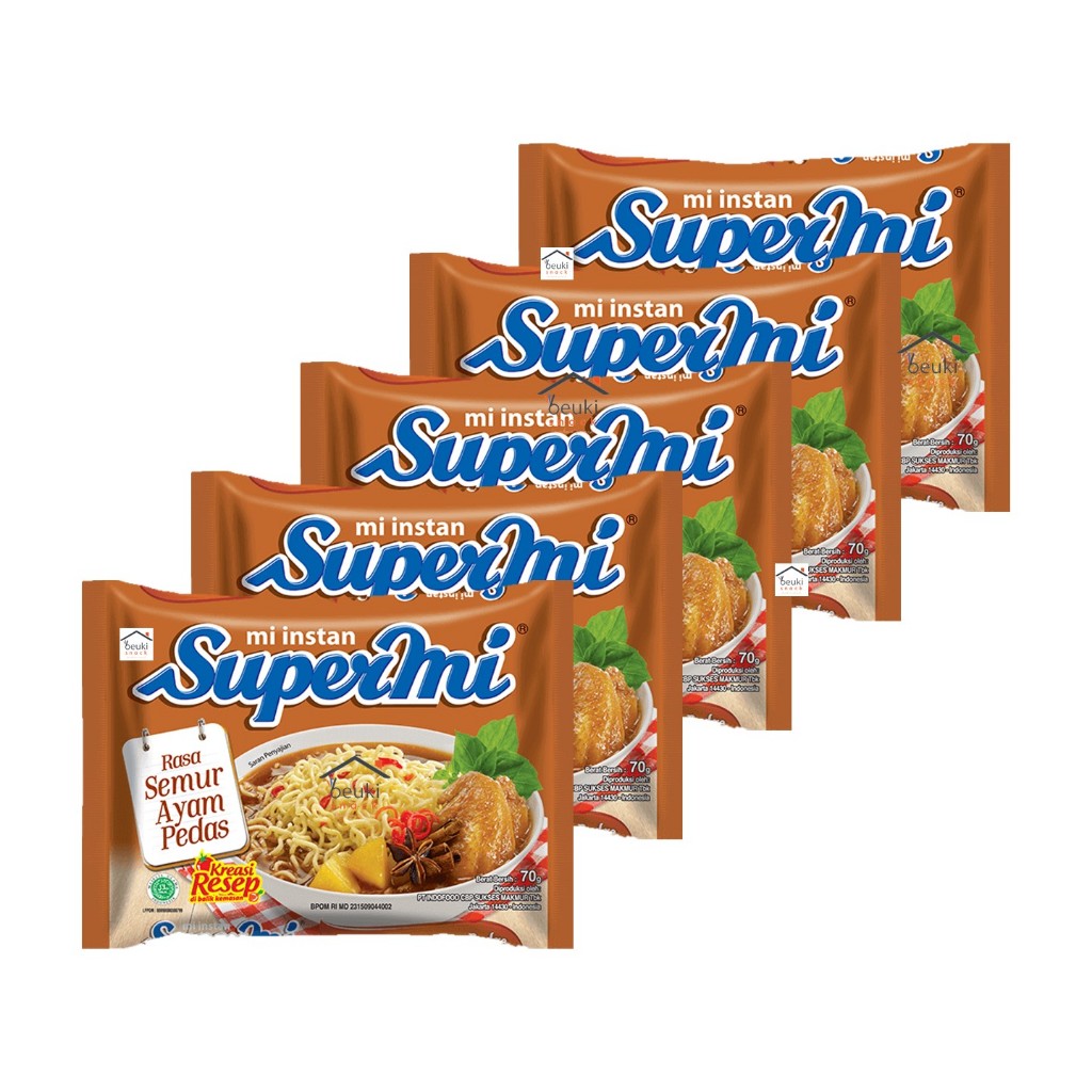 

5PCS Supermi Mie Instan Kuah Semur Ayam Pedas