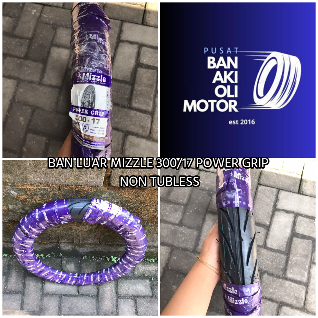 BAN LUAR MIZZLE 300-17 MOTOR BEBEK NON TUBLESS POWER GRIB || BAN LUAR MIZZLE 300-17 TUBETYPE NON TUB