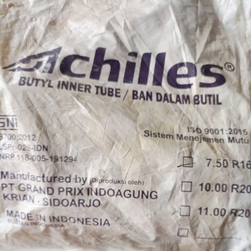 ban dalam mobil truk 750-16 merek Achilles