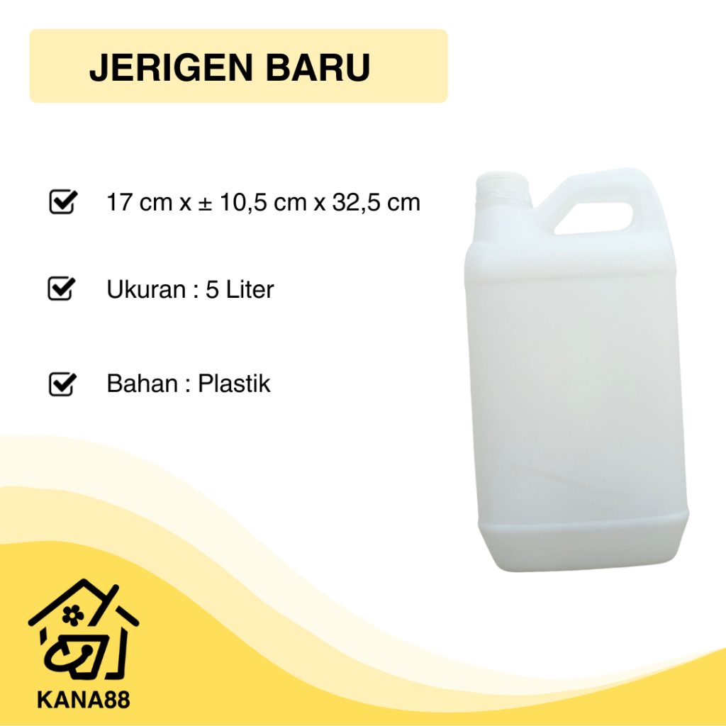 Jerigen Kosong 5 Liter Baru Dengan Tutup Plastik Murah
