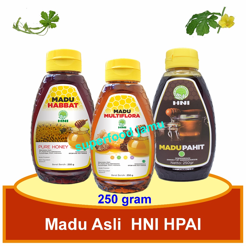 madu murni multiflora madu habbat asli premium madu hitam pahit halal mart hni hpai isi 250 gram