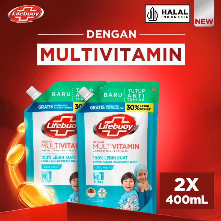 Lifebuoy Sabun Mandi Cair Cool Fresh 400 mL x2