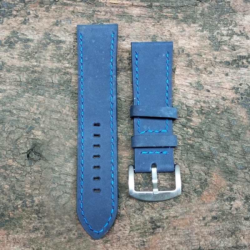 Strap Kulit Jam Tangan Pria Crazy Horse Biru JM Garansi 1 Tahun
