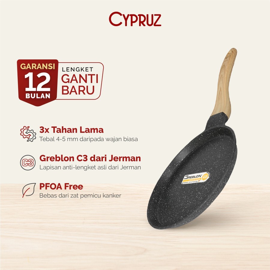 Cypruz Diecast Granite Fry Pan Crepe Pancake Pan Anti Lengket