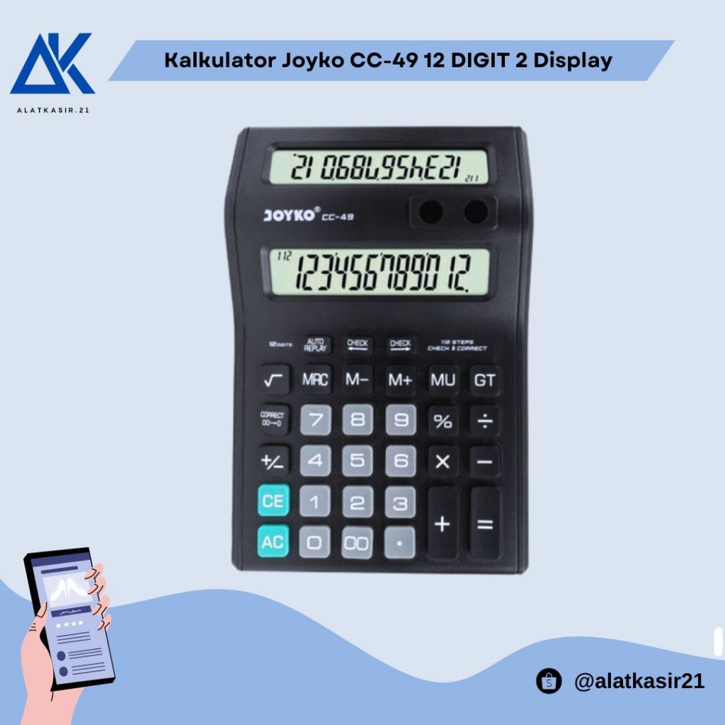 

Kalkulator Joyko CC-49 12 Digits Dual Screen Double Layar