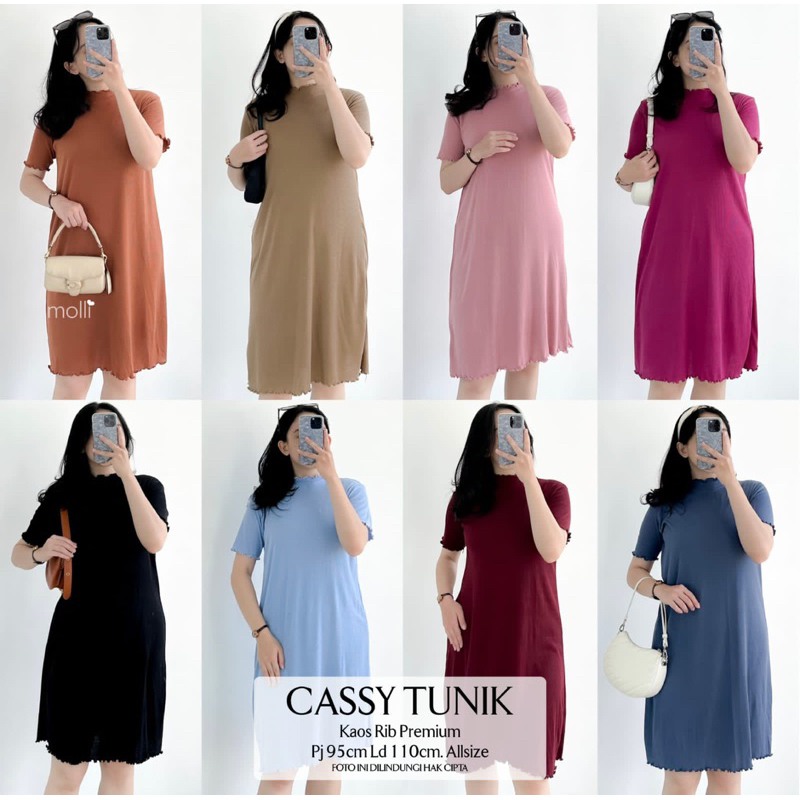 Molli Cassy tunik Bahan Kaos Rib Premium LD 110cm Allsize