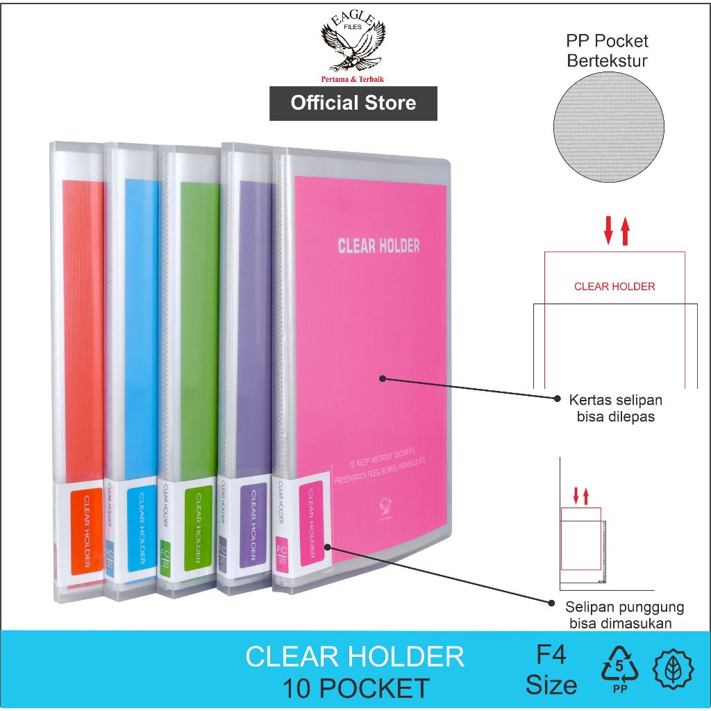 

Map File Clear Holder 10 Pocket EAGLE F4/FC Dokumen Keeper Display Book Document Keeper