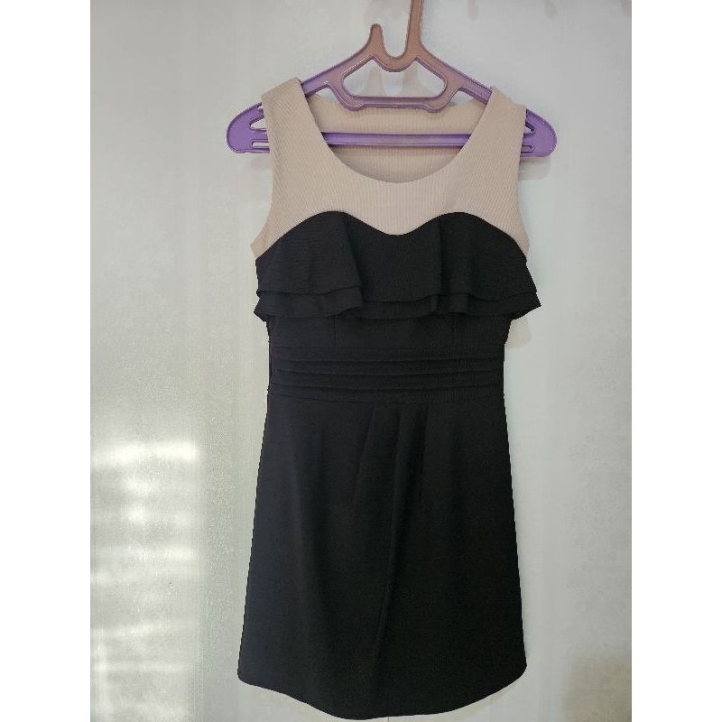 Dress perempuan cream black bagus/dress spandex tebal bagus/baju anak perempuan remaja/baju bangkok