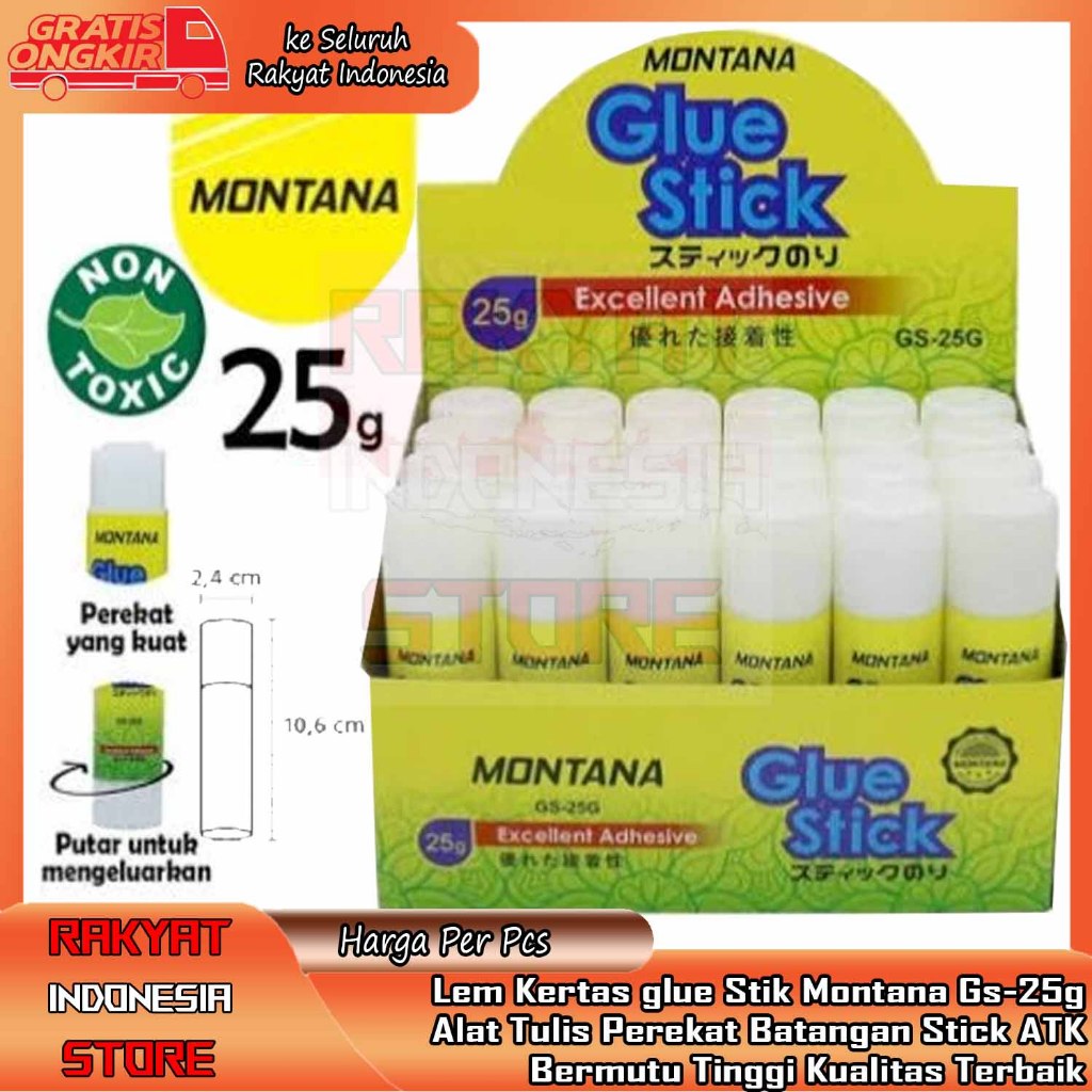 

Lem Kertas glue Stik Montana Gs-25g Stick Alat Tulis Perekat Batangan ATK Putih 25gr 25 gram Peralatan Sekolah KUNING SERBAGUNA HPL VINYL PEREKAT DAYA REKAT KUAT ELEM PENGELEM KERTAS Bermutu Tinggi Kualitas Terbaik