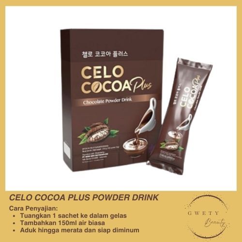 

CELO COCOA PLUS ( 10 SACHET ) POWDER DRINK RASA CHOCOLATE SUPLEMEN PELANGSING || GWETY BEAUTY