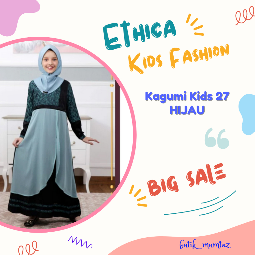 Gamis Anak Kagumi 27 hijau/Gamis Anak Hijau/Gamis Anak Hijau