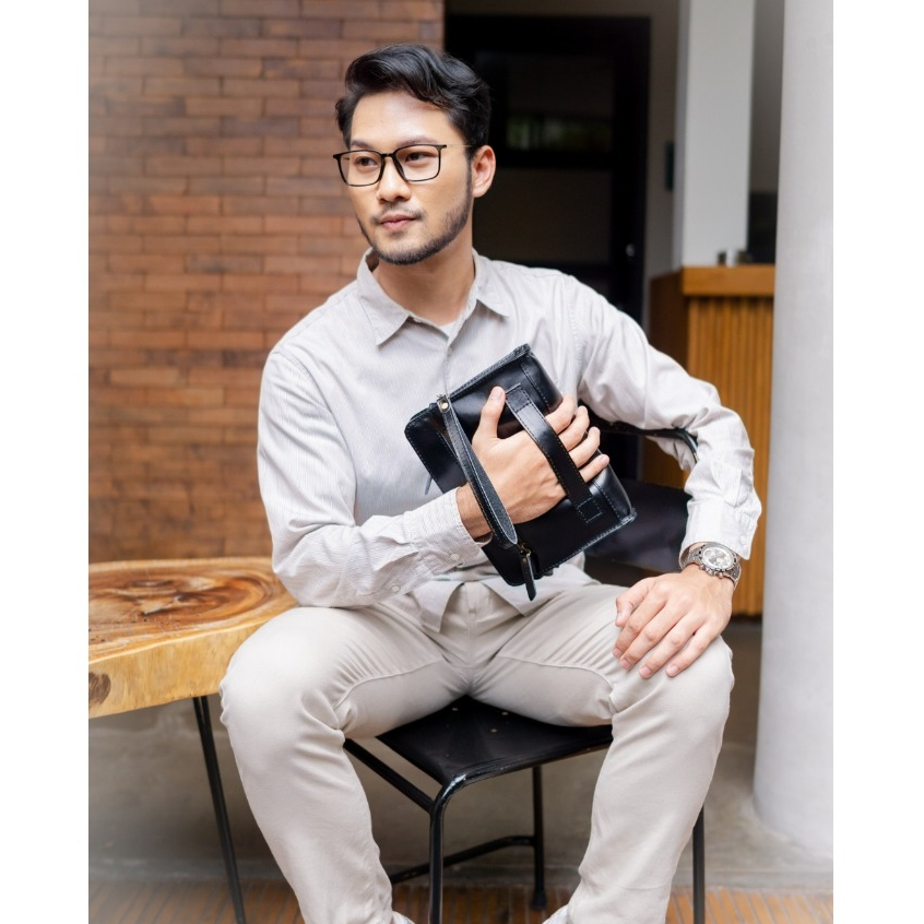NEW Kenes Leather Clutch Tas Tangan Unisex Kulit Asli MALIKA - Free Gravir Nama