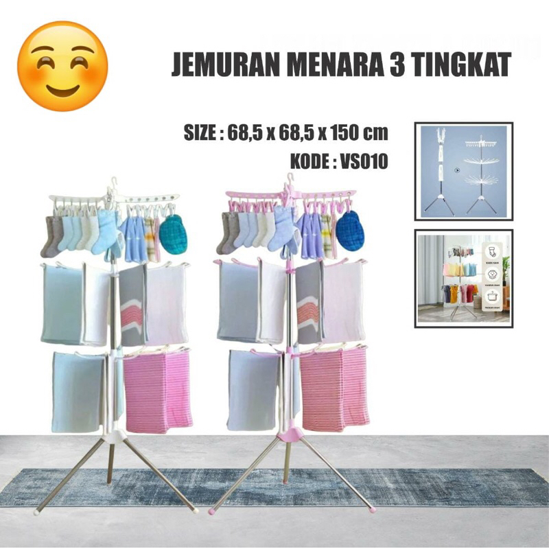 Jemuran Menara 3 Tingkat