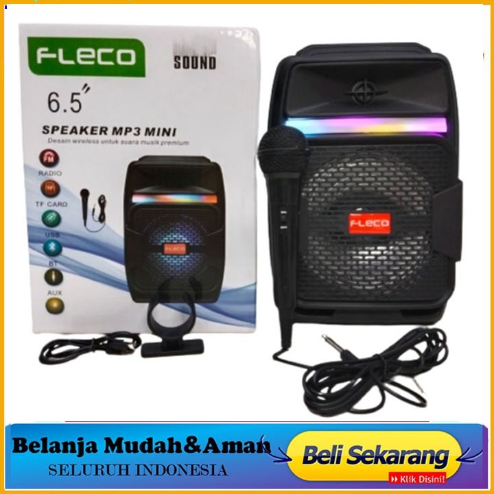 SPEAKER FLECO F-6111A BLUETOOTH FREE MIC KARAOKE/ SPEAKER BASS BOX FLECO FREE MIC+KABEL MIC 1 SET SE