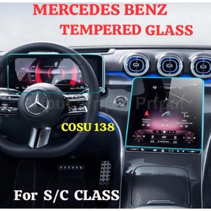 Anti Gores Head Unit Speedometer Tempered Glass Mercedes Benz C S Class C200 C300