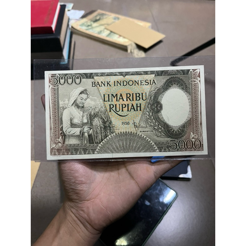 Uang Kuno 5000 Pekerja Cokelat 1958