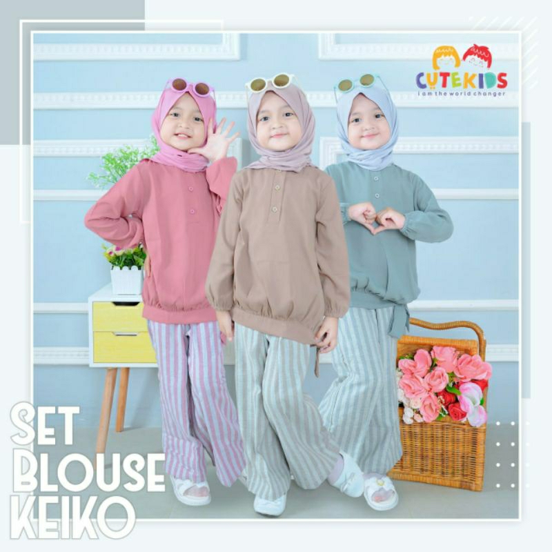 SET BLOUSE KEIKO BILHIKMA | ONE SET BAJU MUSLIM ANAK | KULOT ANAK | BLOUSE ANAK